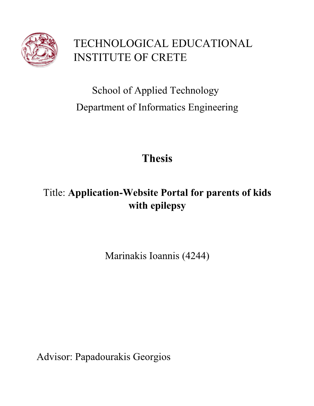 TECHNOLOGICAL EDUCATIONAL INSTITUTE of CRETE Thesis