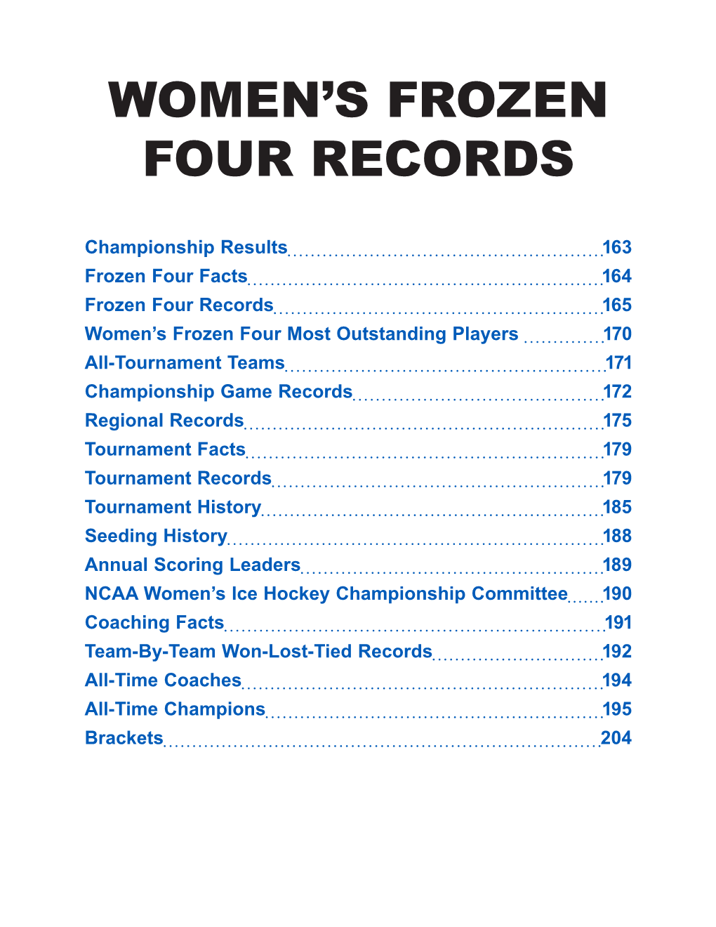 Women's Frozen Four Records