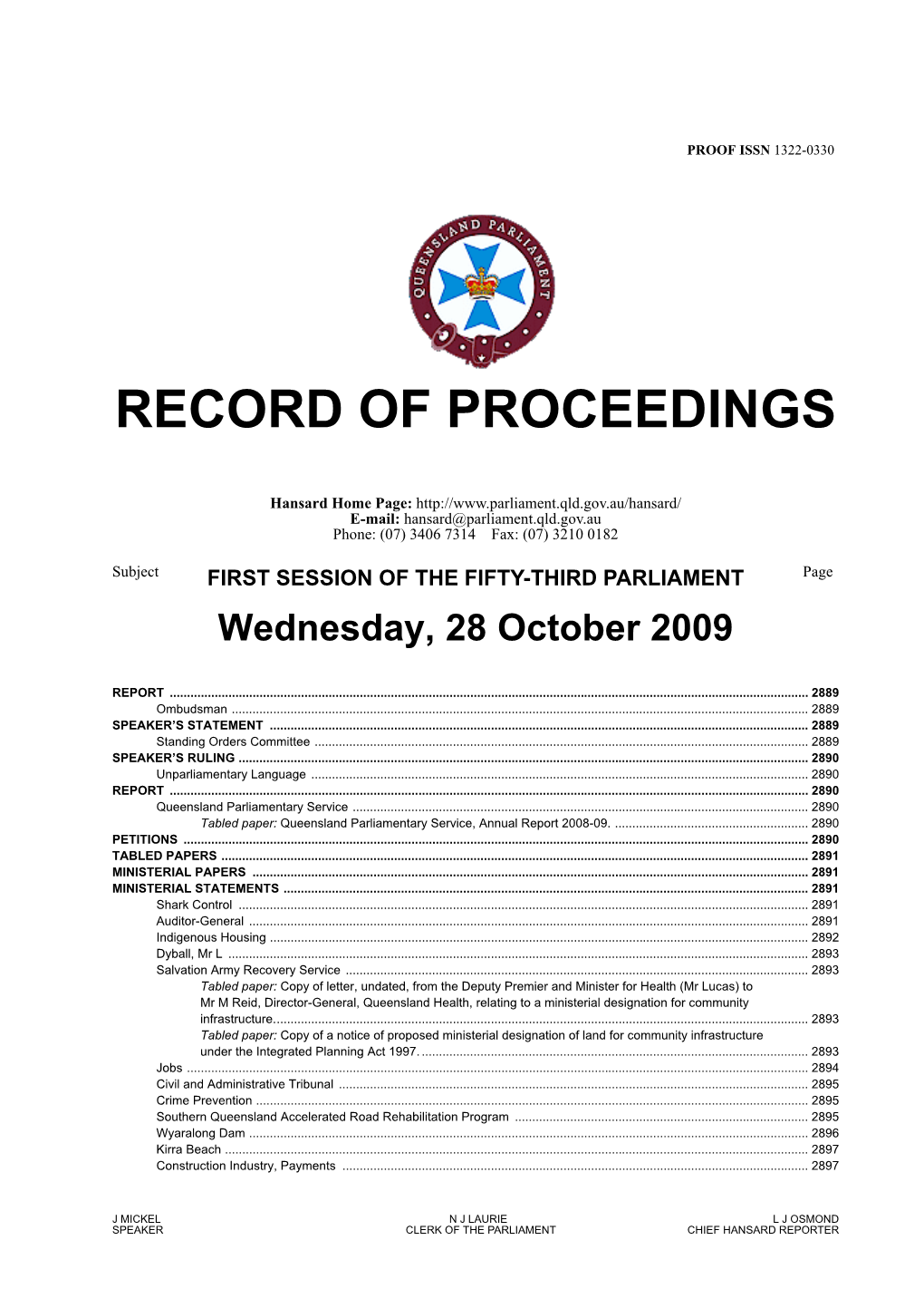 Record of Proceedings