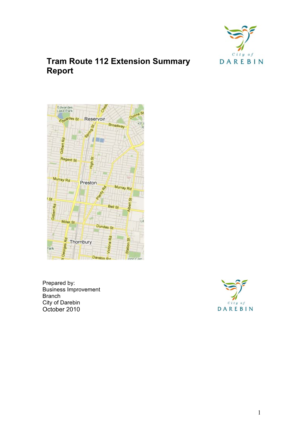 Tram Route 112 Extension Summary Report