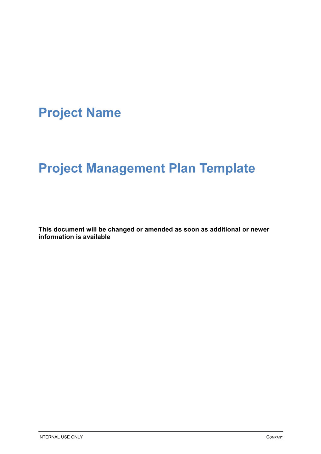 Project Management Plan Template