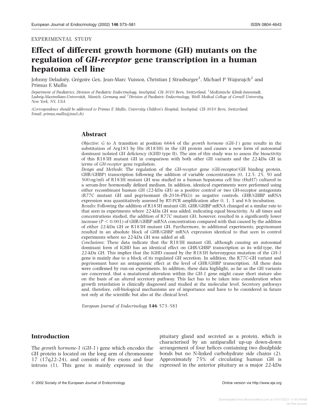 Effect of Different Growth Hormone (GH) Mutants on the Regulation Of