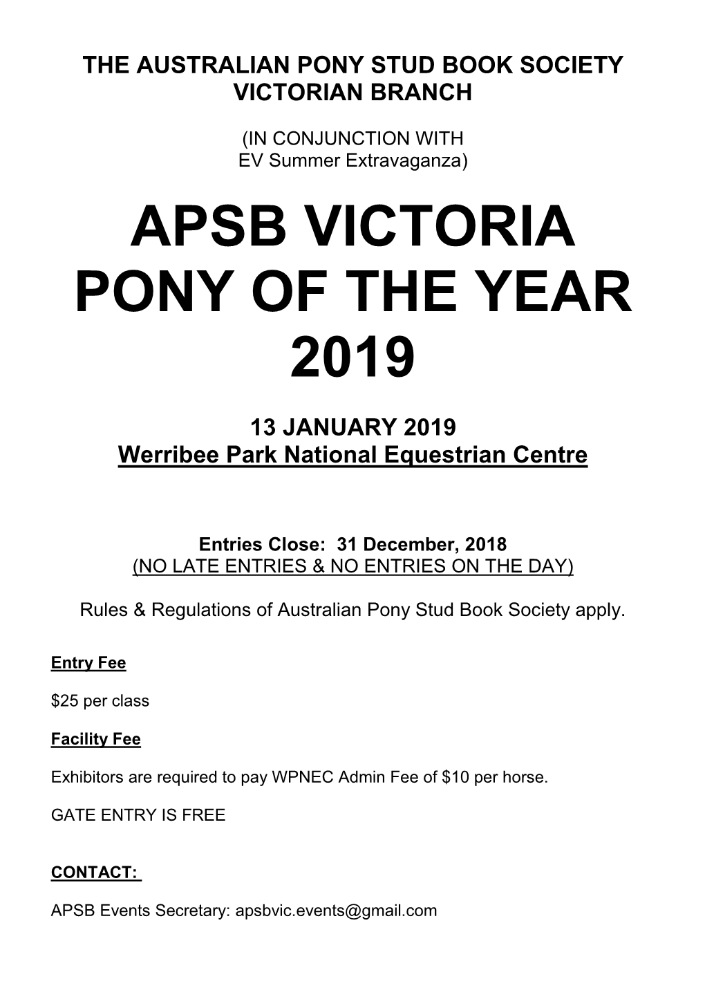 The Australian Pony Stud Book Society Victorian Branch