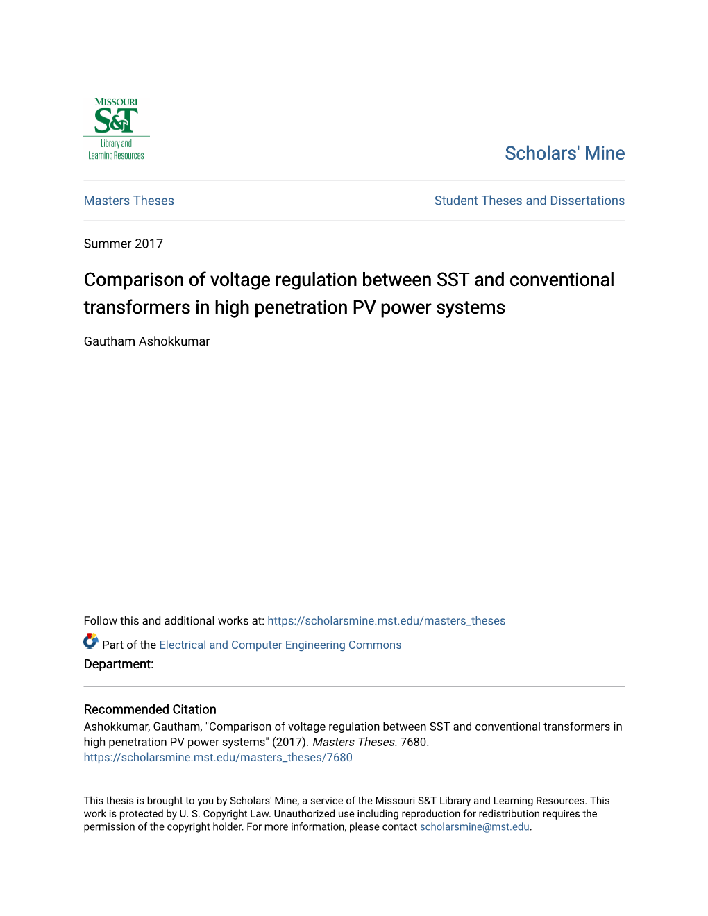 Comparison of Voltage Regulation Between SST and Conventional Transformers in High Penetration PV Power Systems