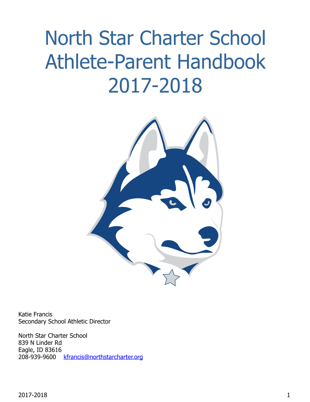 North Star Charter School Athlete-Parent Handbook 2017-2018 !