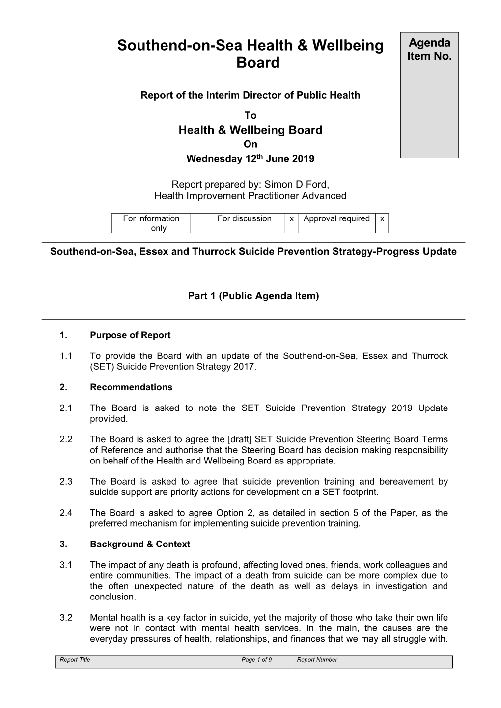 Southend-On-Sea Health & Wellbeing Board