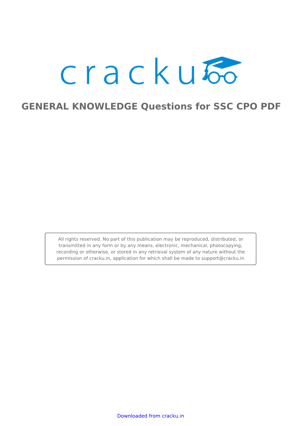 Download GENERAL KNOWLEDGE Questions for SSC CPO