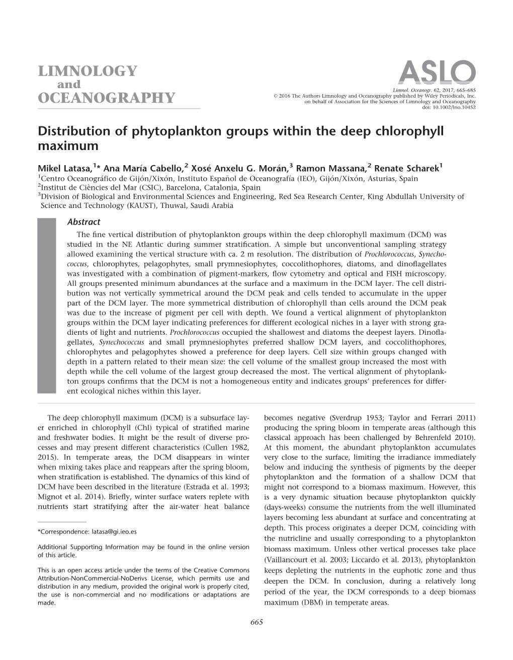 Distribution of Phytoplankton Groups Within the Deep Chlorophyll Maximum