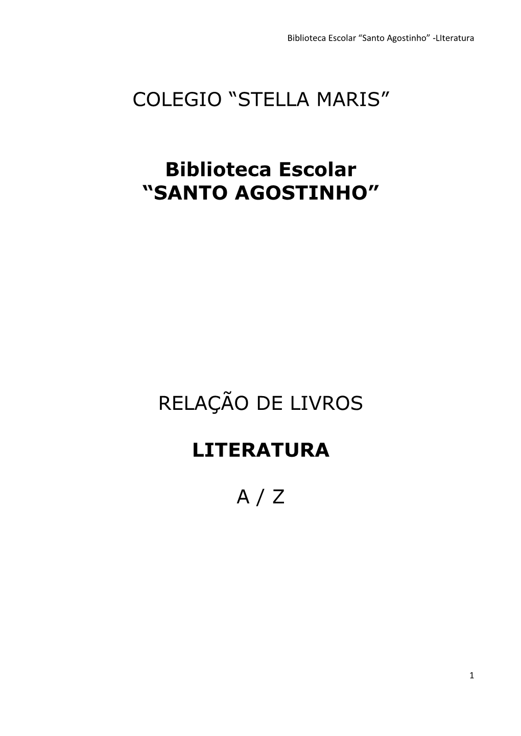 Relação De Livros Literatura A