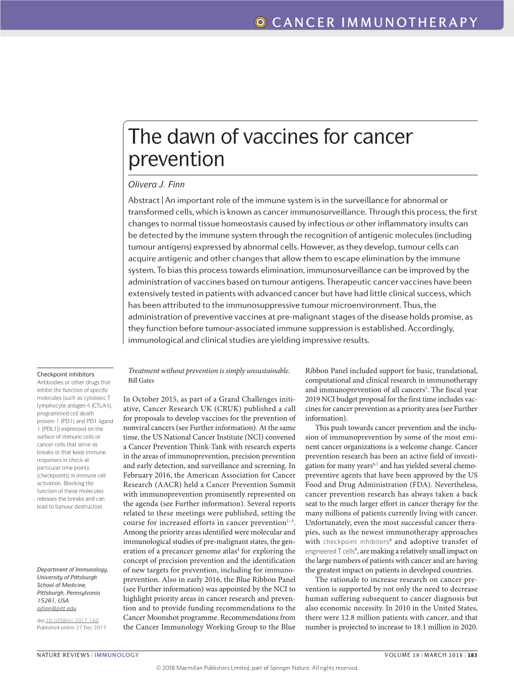 The Dawn of Vaccines for Cancer Prevention