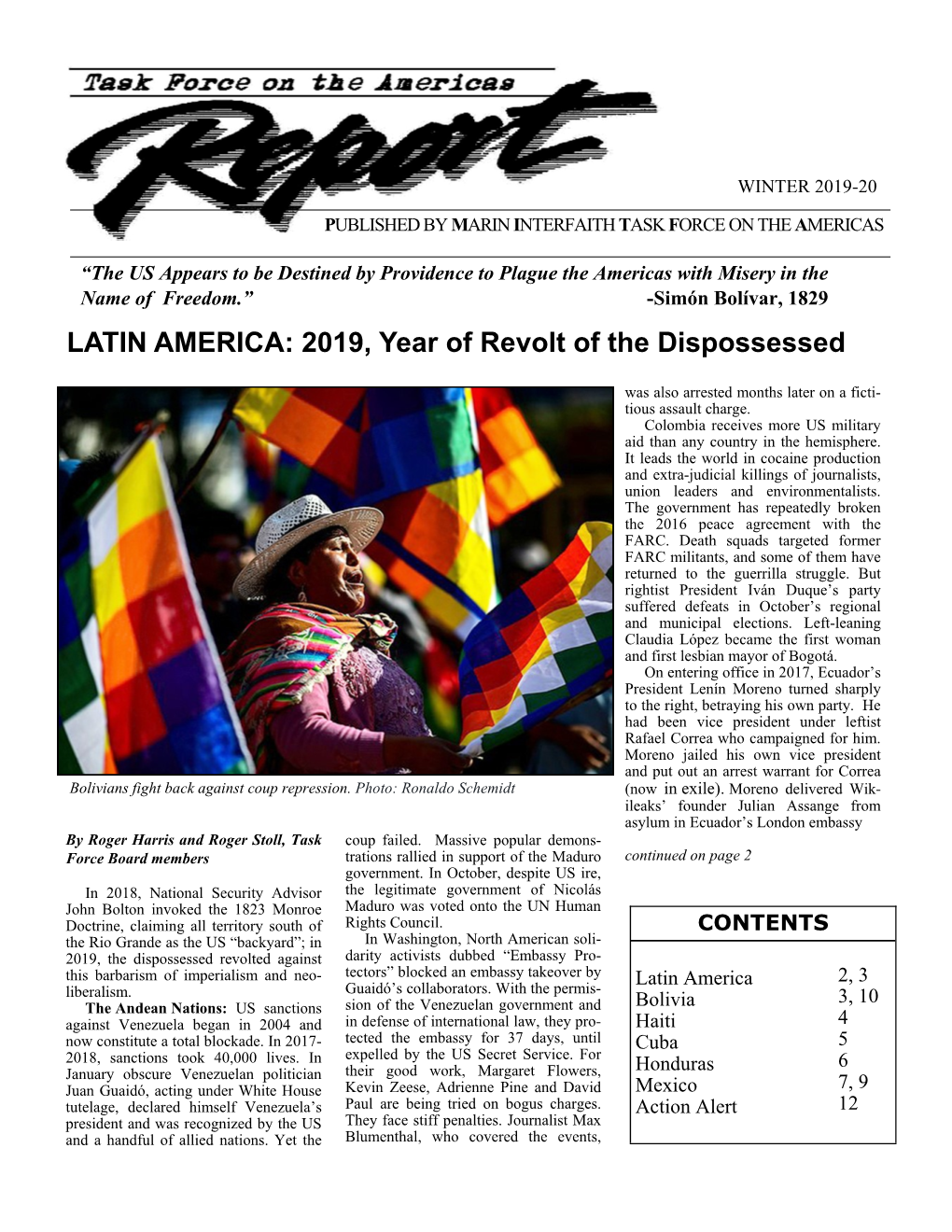 Winter 2019-20 Published by Marin Interfaith Task Force on the Americas