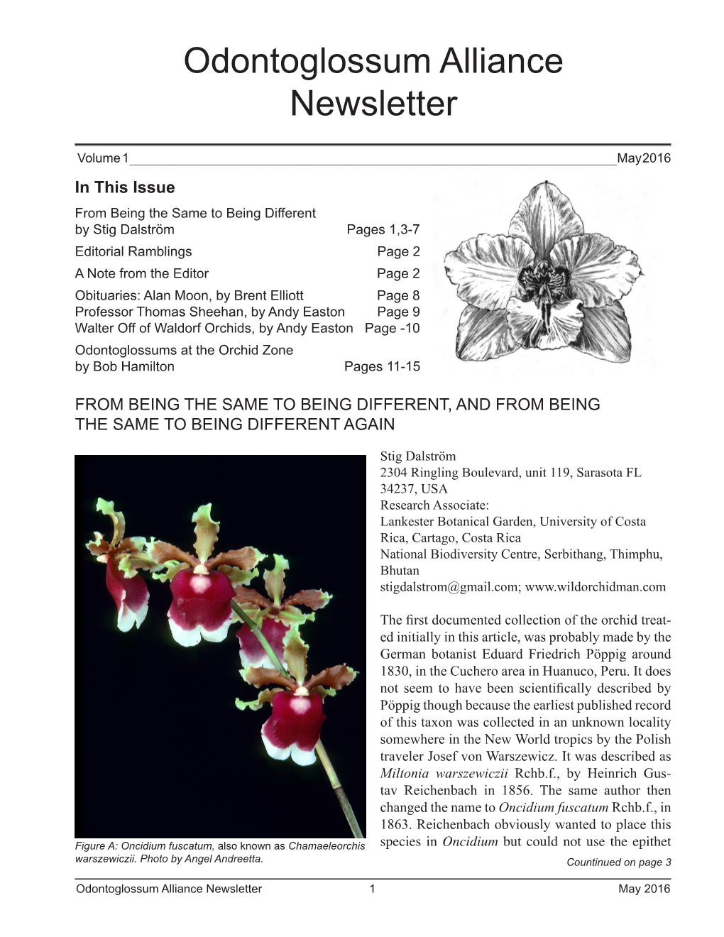 Odontoglossum Alliance Newsletter