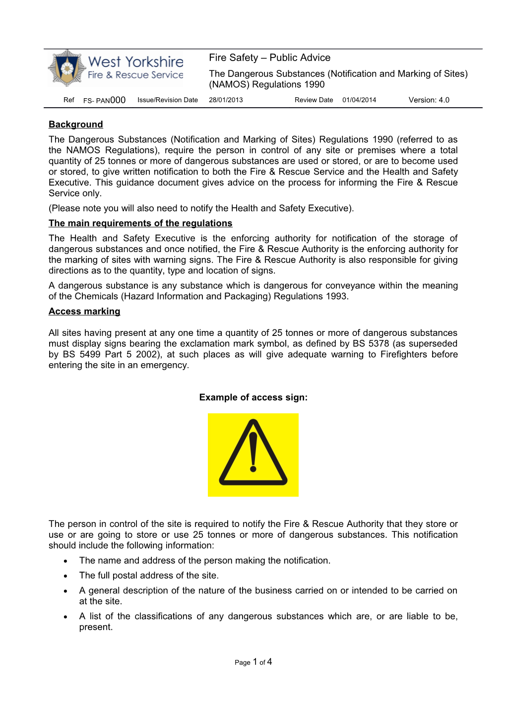 The Dangerous Substances (Notification and Marking of Sites) (NAMOS) Regulations 1990