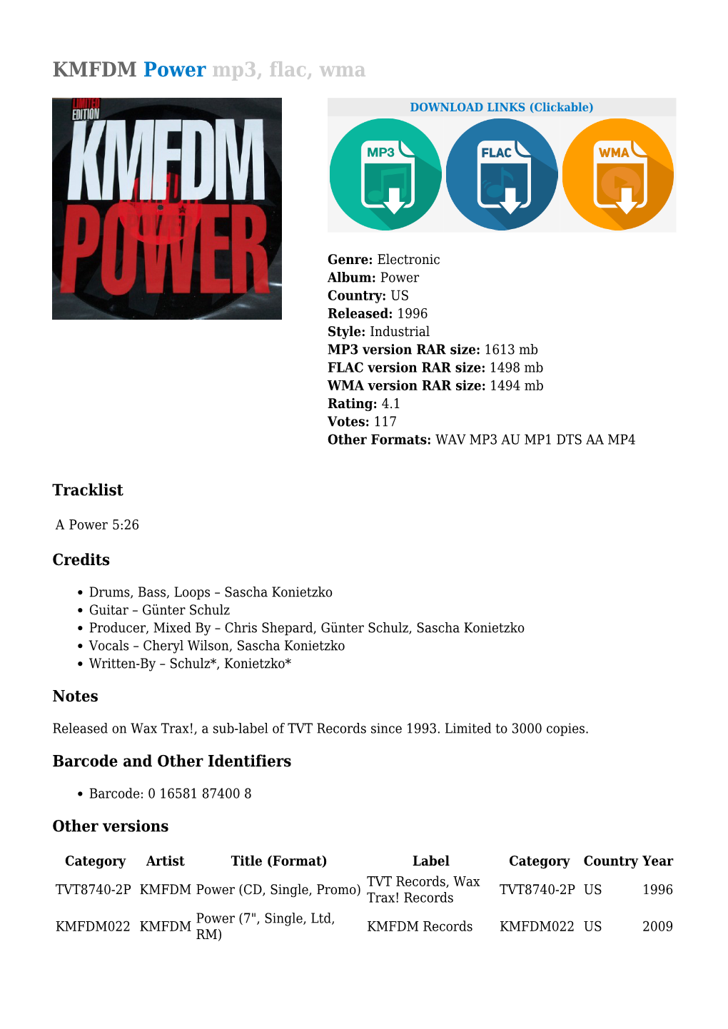 KMFDM Power Mp3, Flac, Wma
