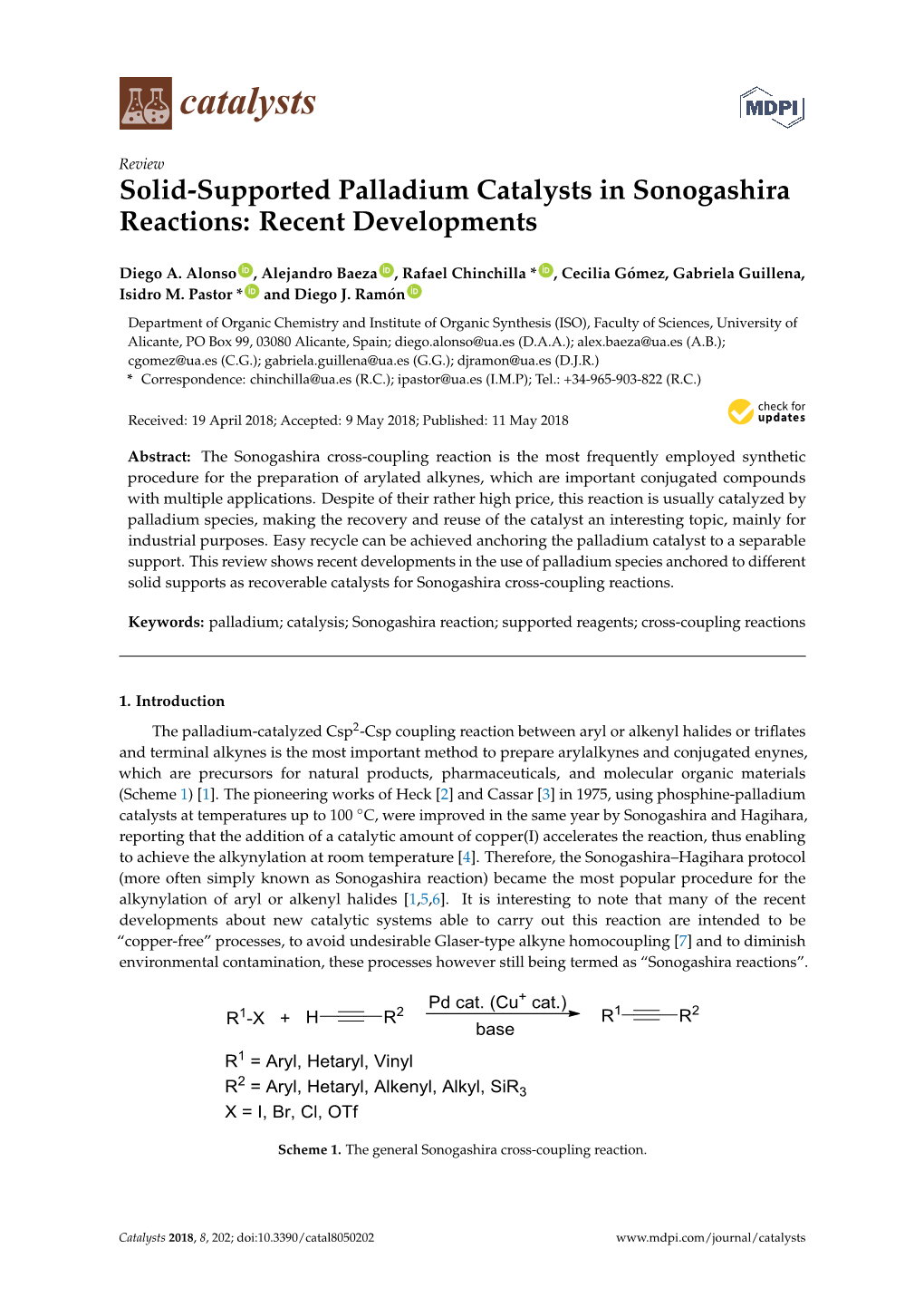 Solid-Supported Palladium Catalysts in Sonogashira Reactions: Recent Developments Reactions: Recent Developments Diego A