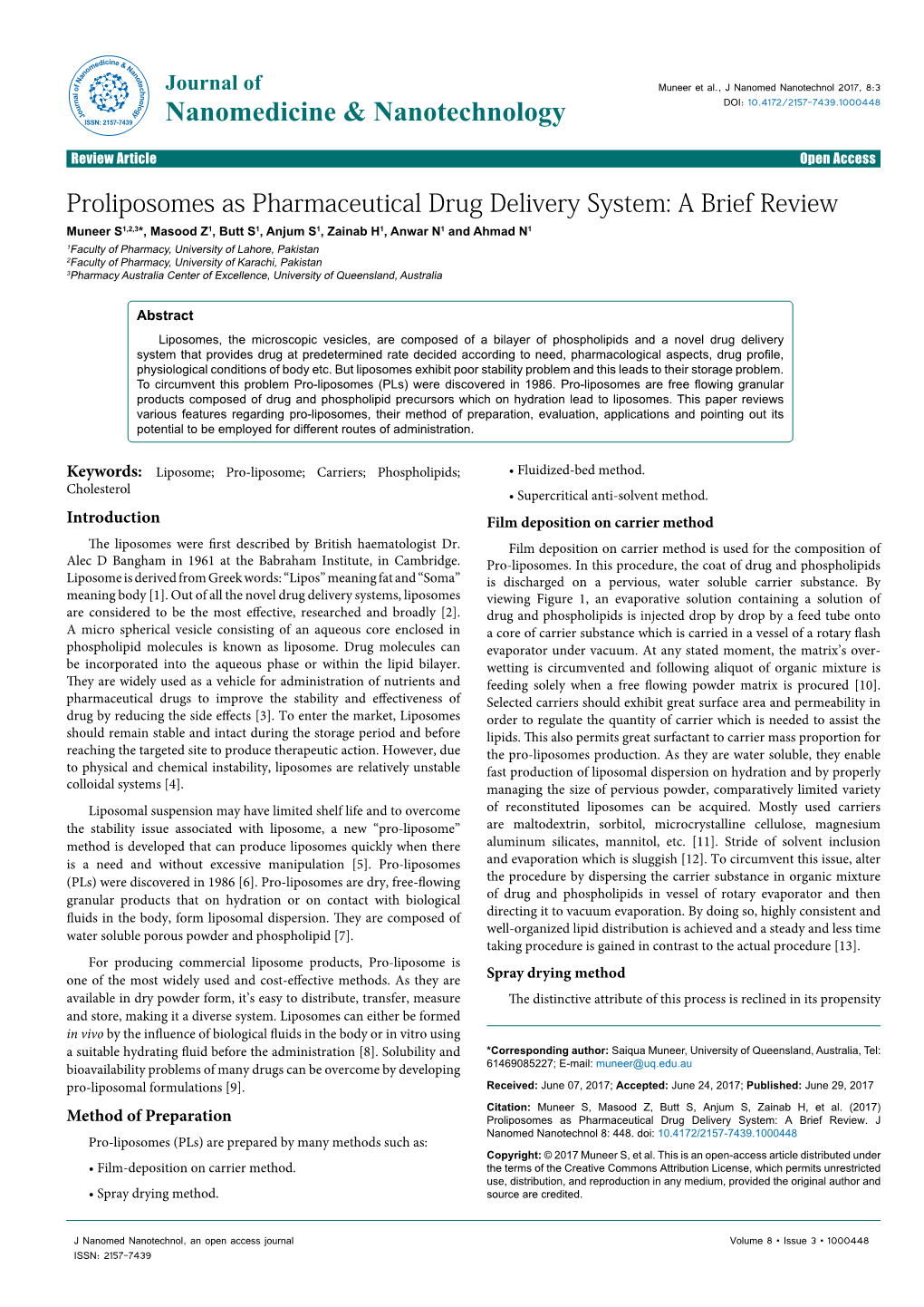 Proliposomes As Pharmaceutical Drug Delivery