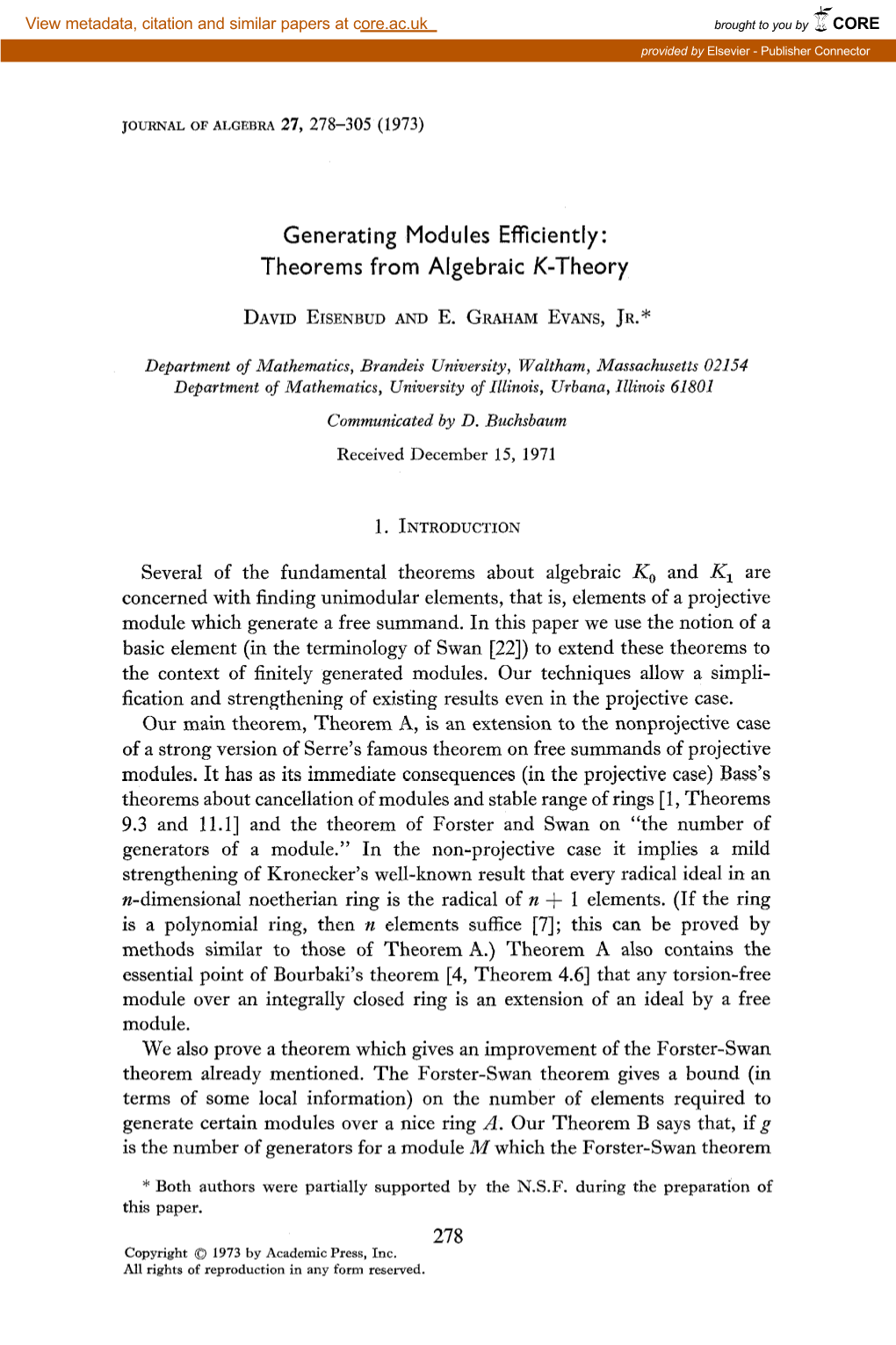 Theorems from Algebraic K-Theory