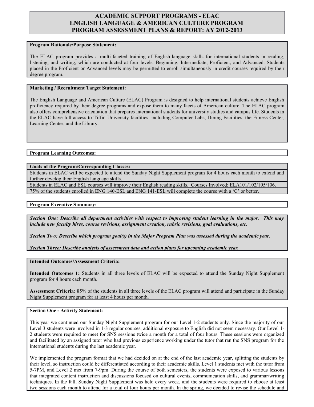 Academic Support Programs - Elac