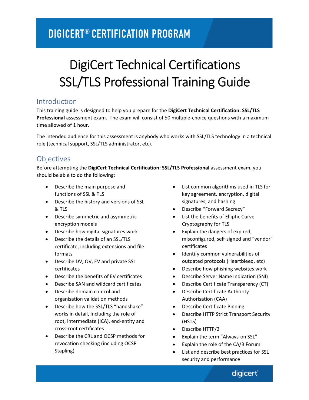 Digicert® Technical Certifications SSL/TLS Training Guide