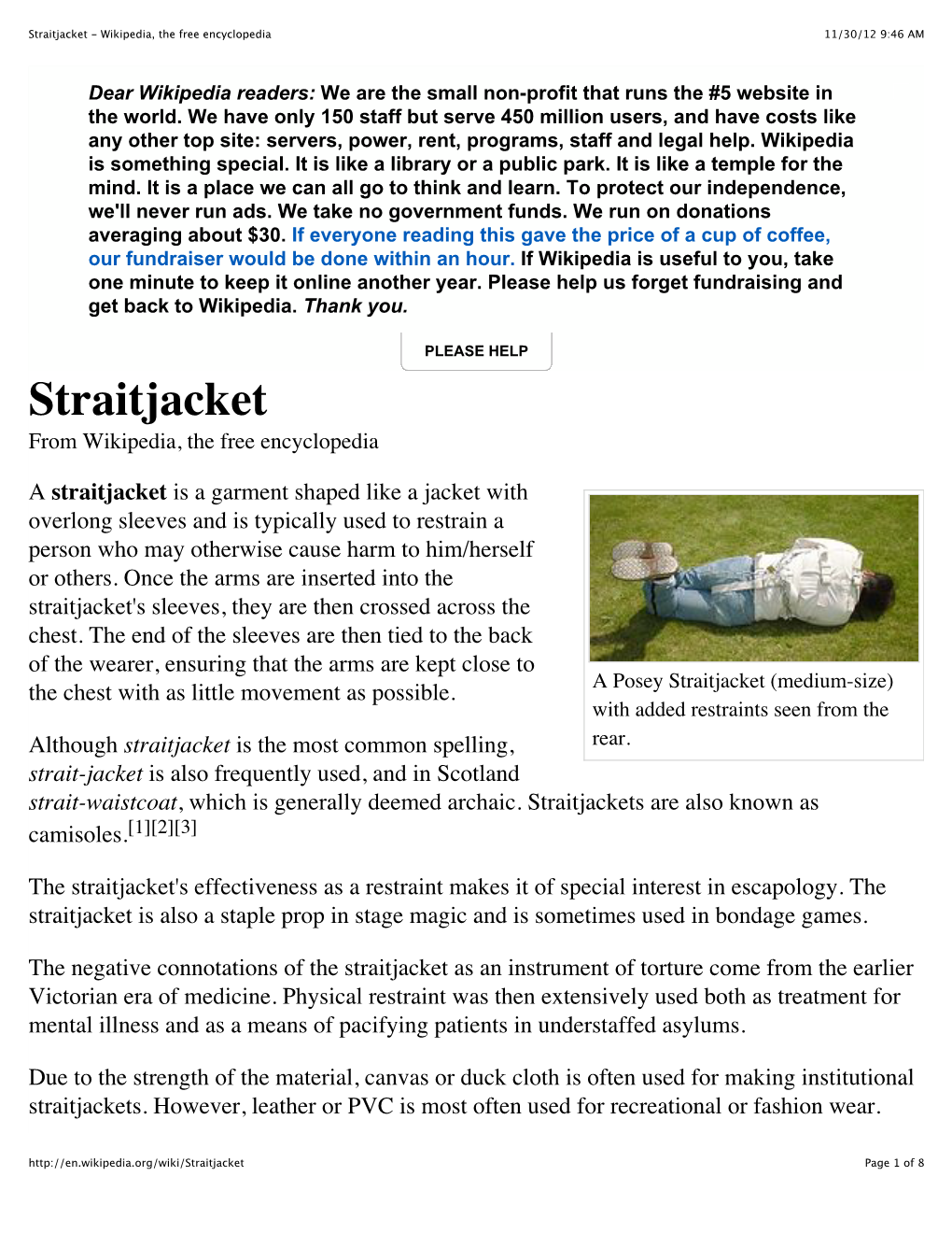 Straitjacket - Wikipedia, the Free Encyclopedia 11/30/12 9:46 AM