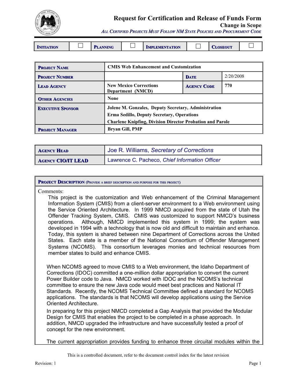 Request for Certification and Release of Funds Form s2