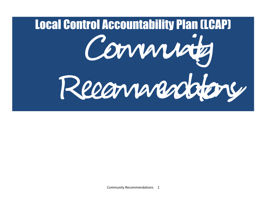 Local Control Accountability Plan (LCAP)