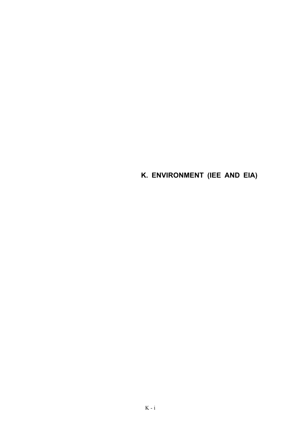 K. Environment (Iee and Eia)
