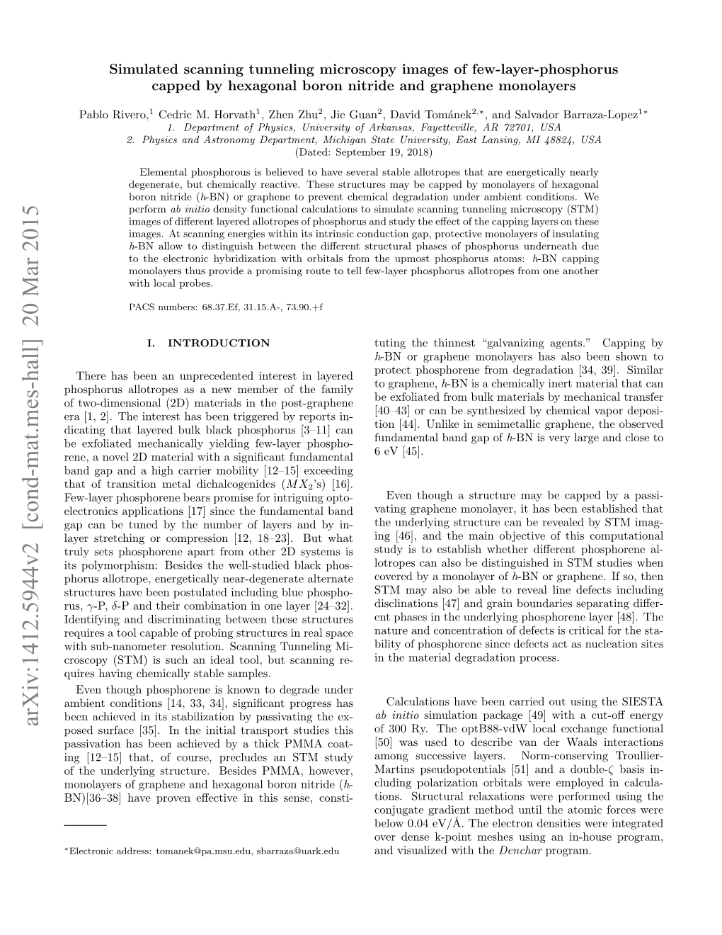 Simulated Scanning Tunneling Microscopy Images of Few-Layer-Phosphorus Capped by Hexagonal Boron Nitride and Graphene Monolayers