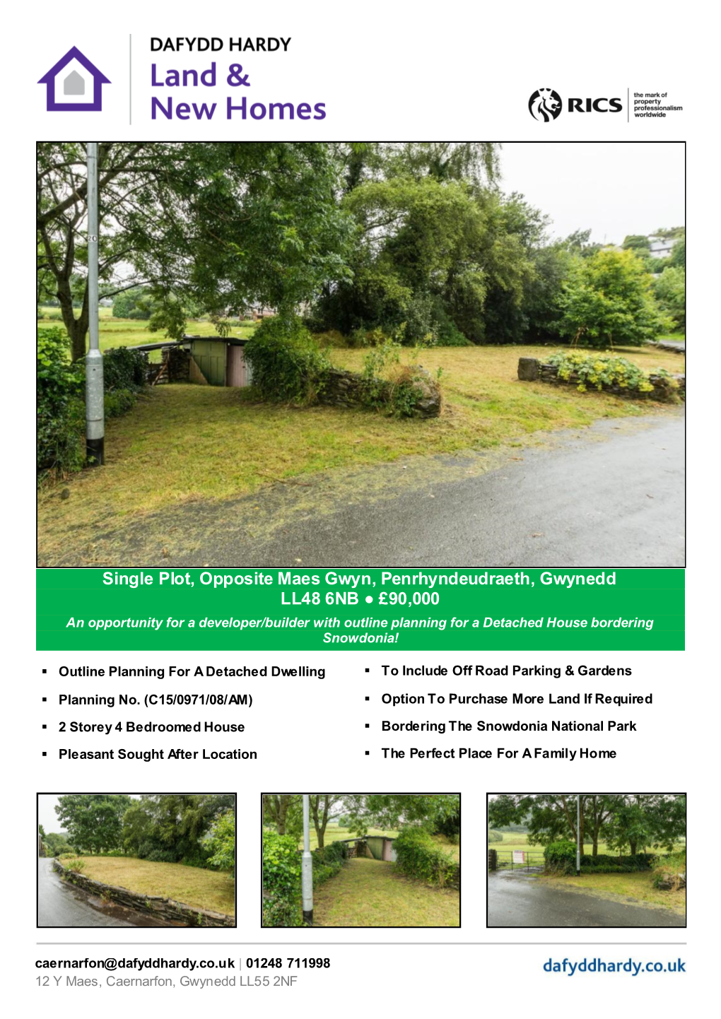 Single Plot, Opposite Maes Gwyn, Penrhyndeudraeth, Gwynedd LL48