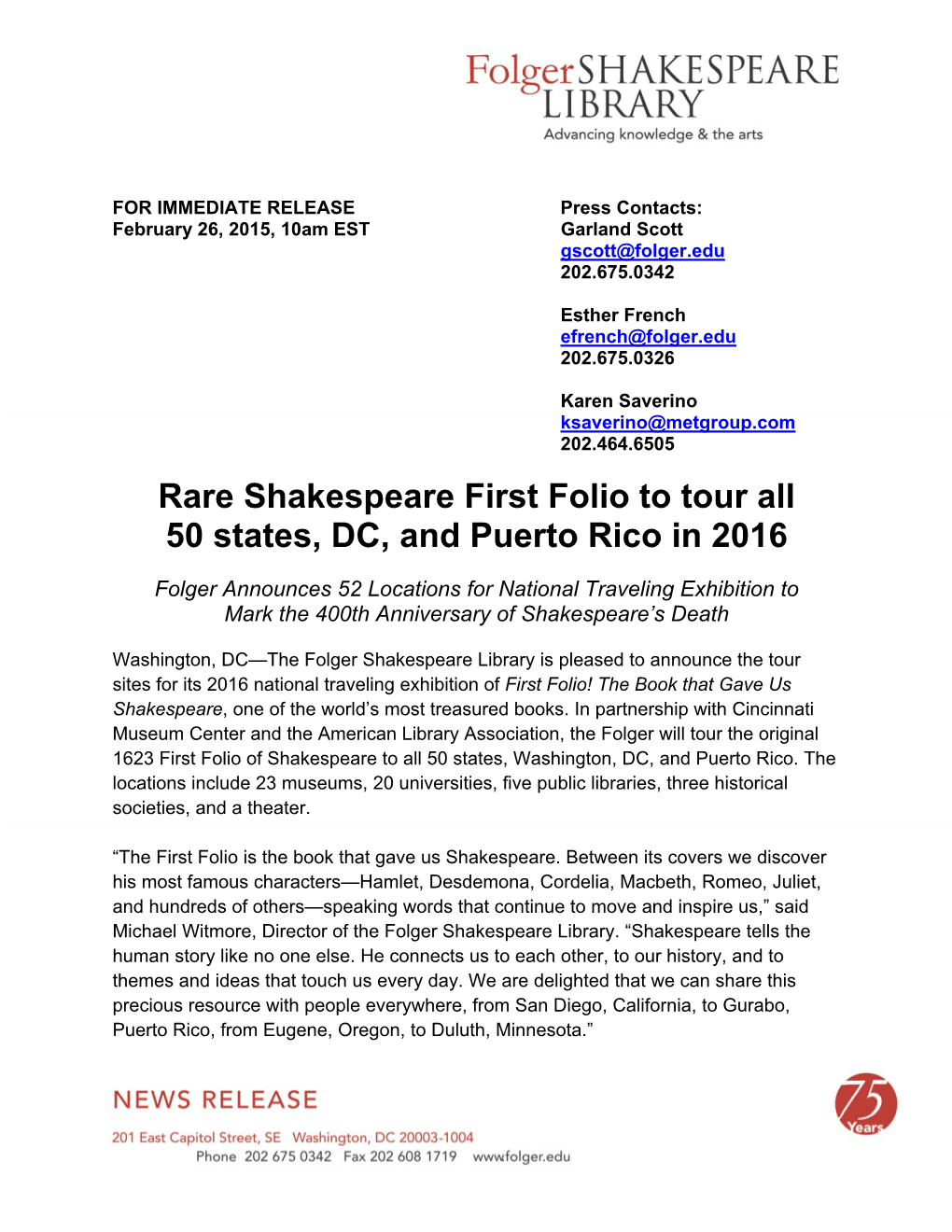 First Folio! the Book That Gave Us Shakespeare, One of the World’S Most Treasured Books