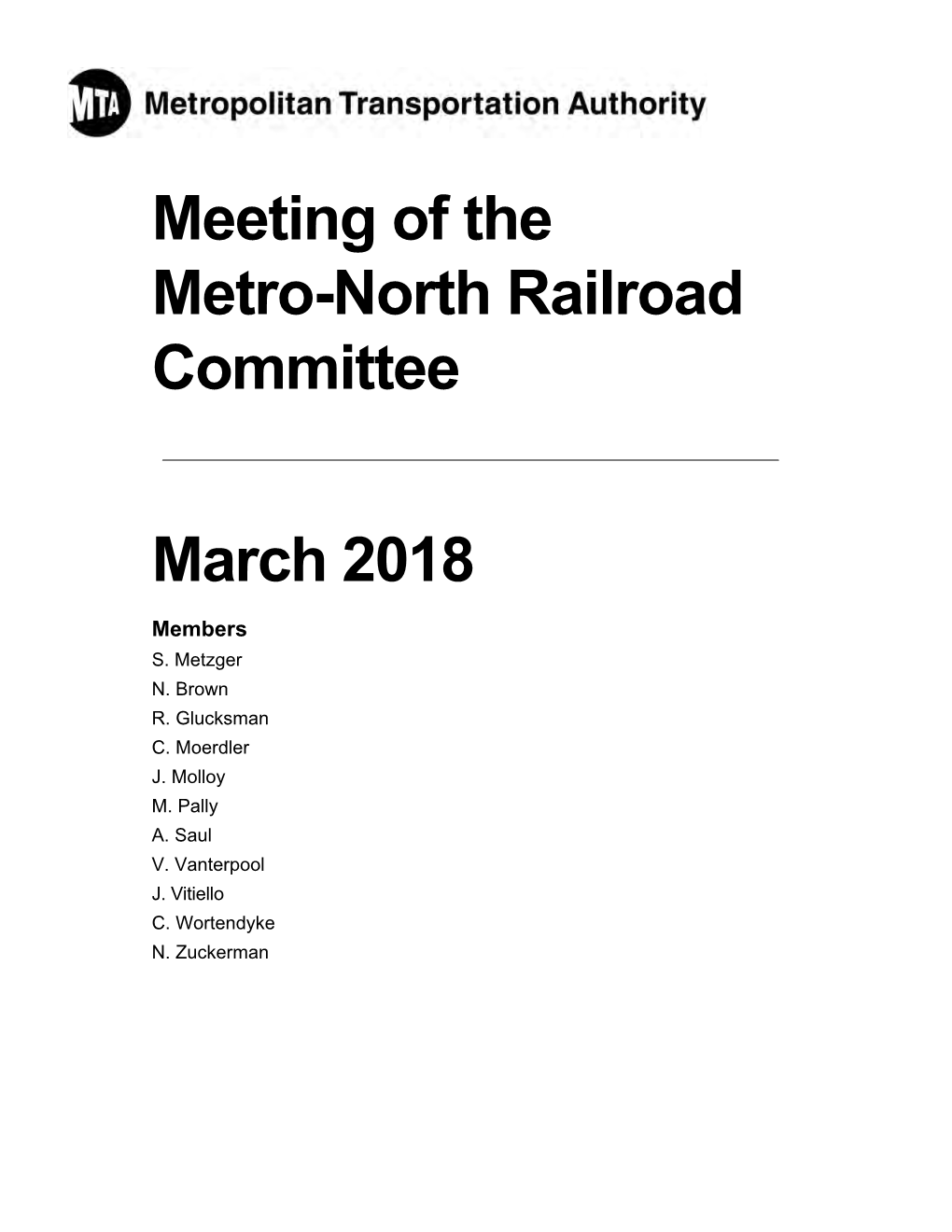 Meeting of the Metro-North Railroad Committee March 2018