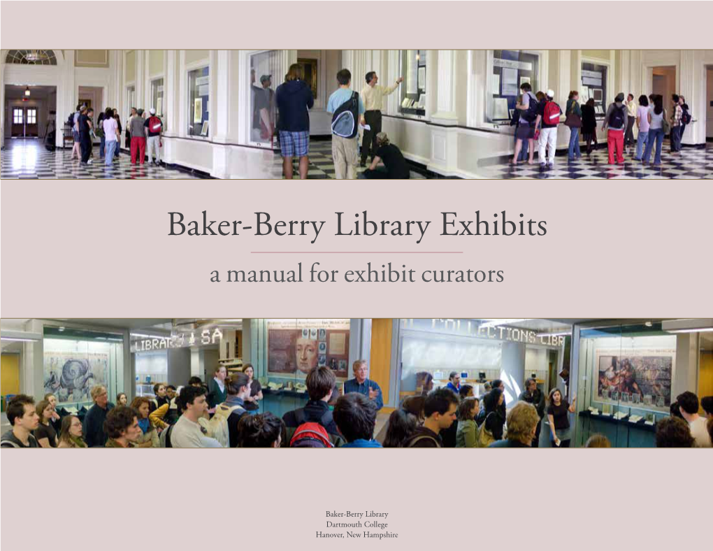 Baker-Berry Library Exhibits a Manual for Exhibit Curators