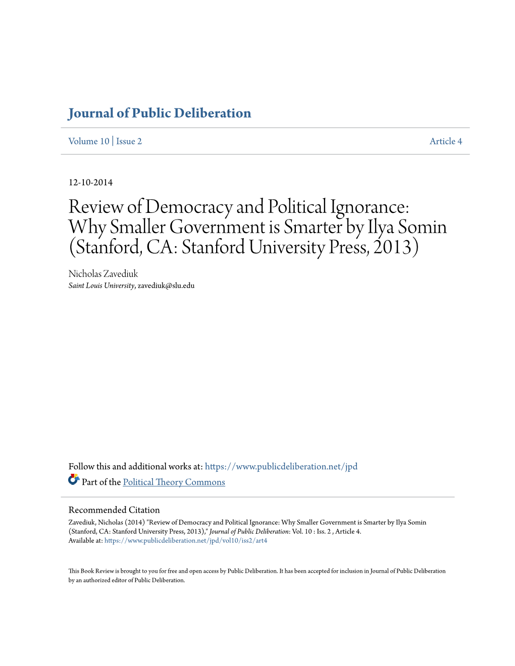 Review of Democracy and Political Ignorance