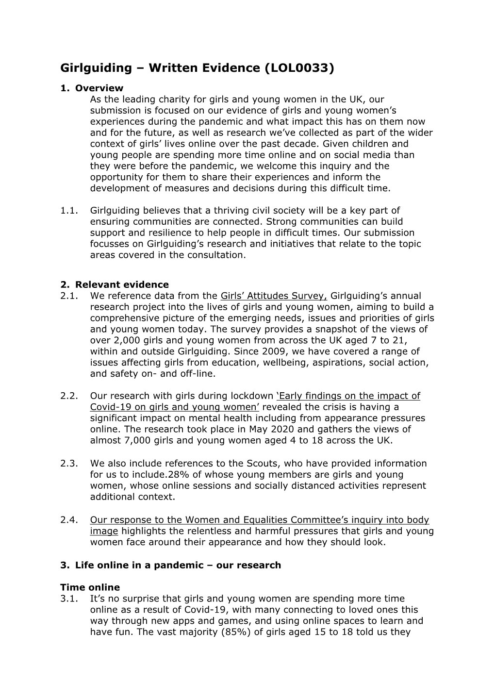 Girlguiding – Written Evidence (LOL0033)