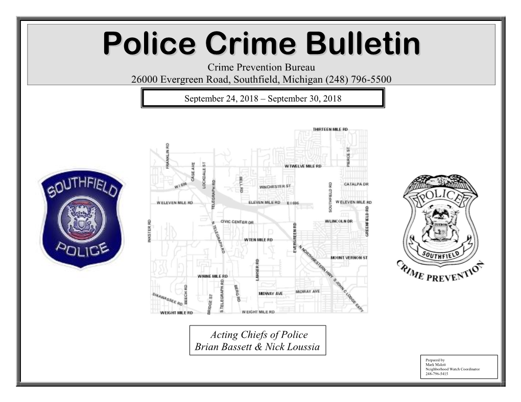 Police Crime Report- September 24
