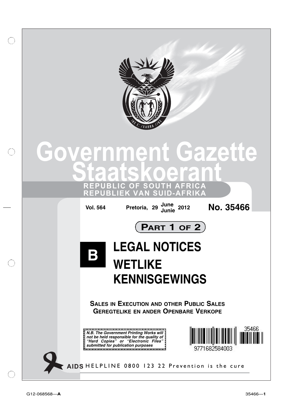 Government Gazette Staatskoerant REPUBLIC of SOUTH AFRICA REPUBLIEK VAN SUID-AFRIKA June Vol
