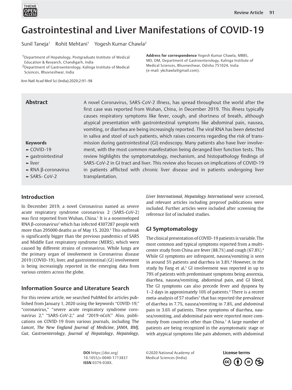 Gastrointestinal and Liver Manifestations of COVID-19