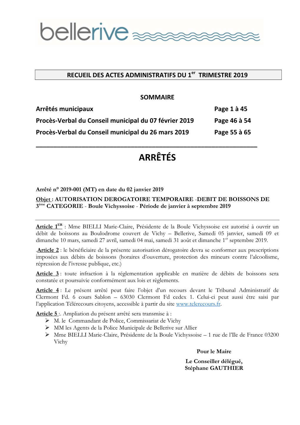 Actes Administratifs 1Er Trimestre 2019Pdf