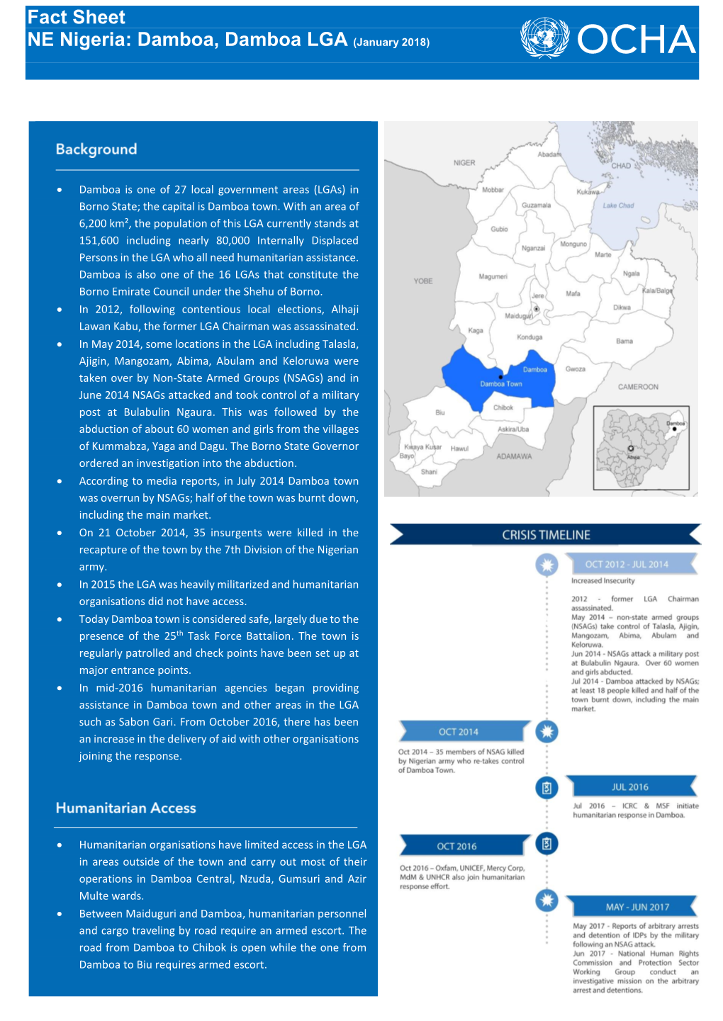 Fact Sheet NE Nigeria: Damboa, Damboa LGA (January 2018)