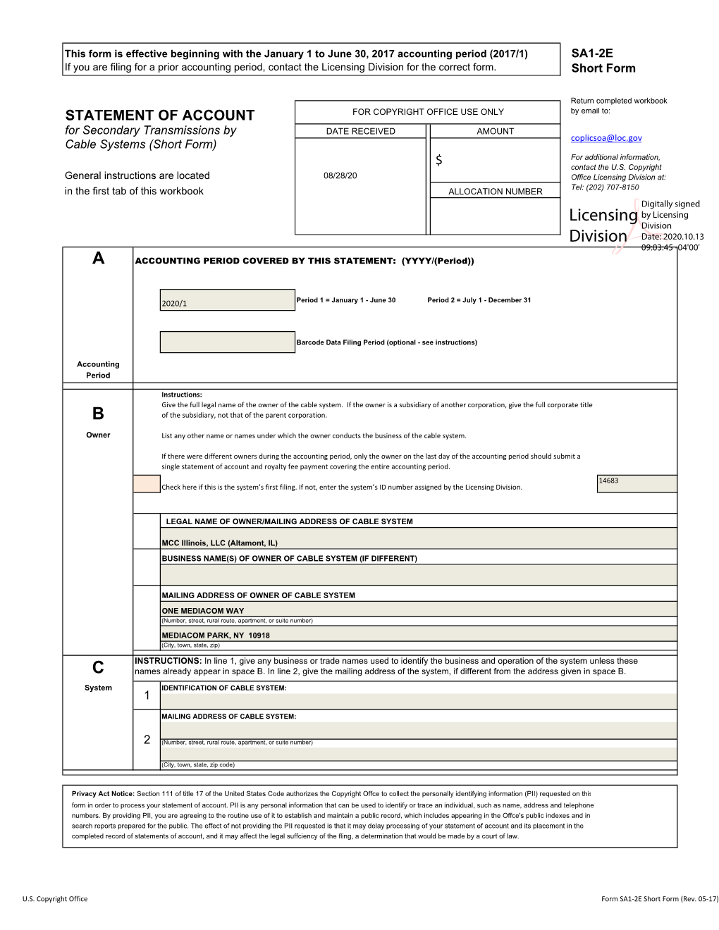 Licensing Division for the Correct Form