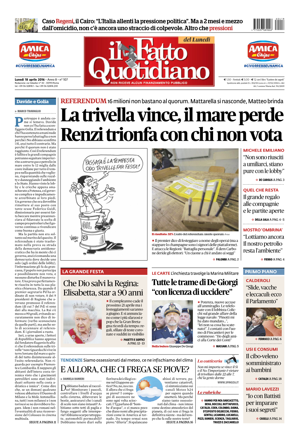 La Trivella Vince, Il Mare Perde Renzi Trionfa Con Chi Non Vota