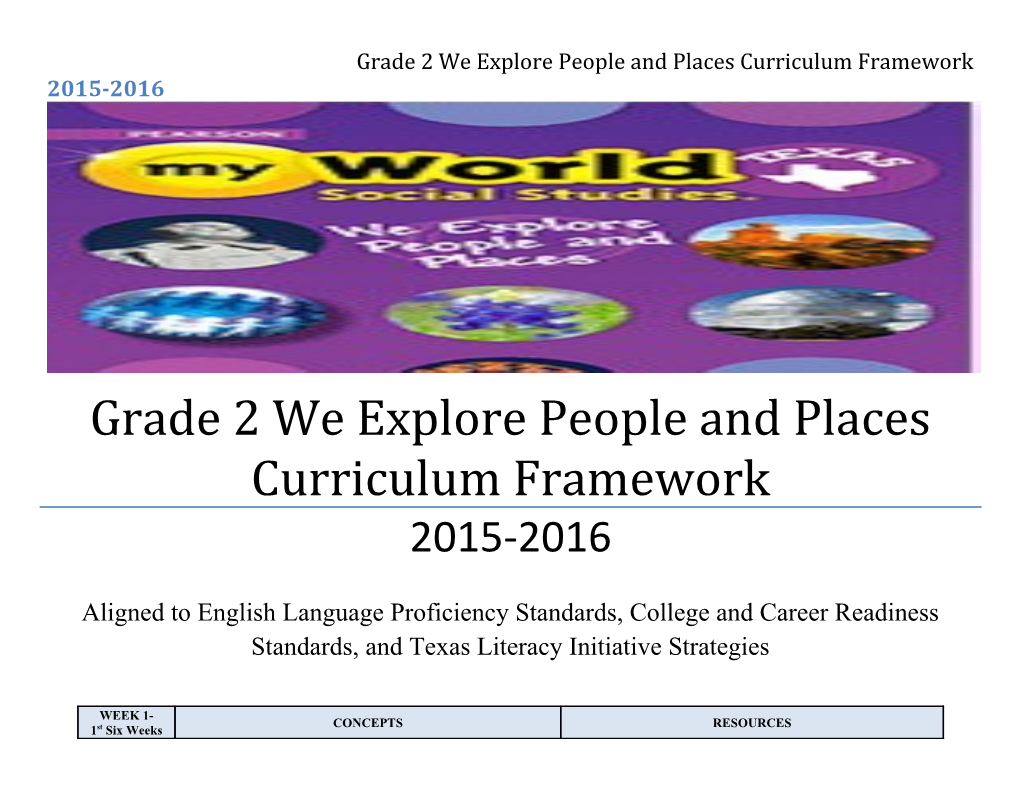 Grade 2 We Explore People and Places Curriculum Framework