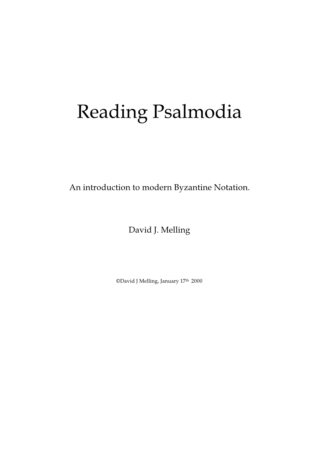 Reading Psalmodia