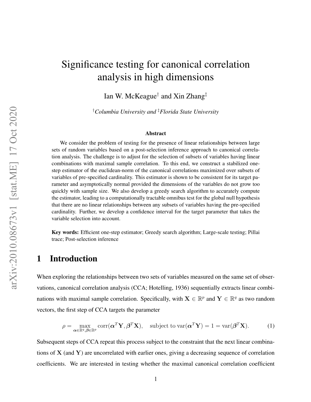 Significance Testing for Canonical Correlation Analysis in High