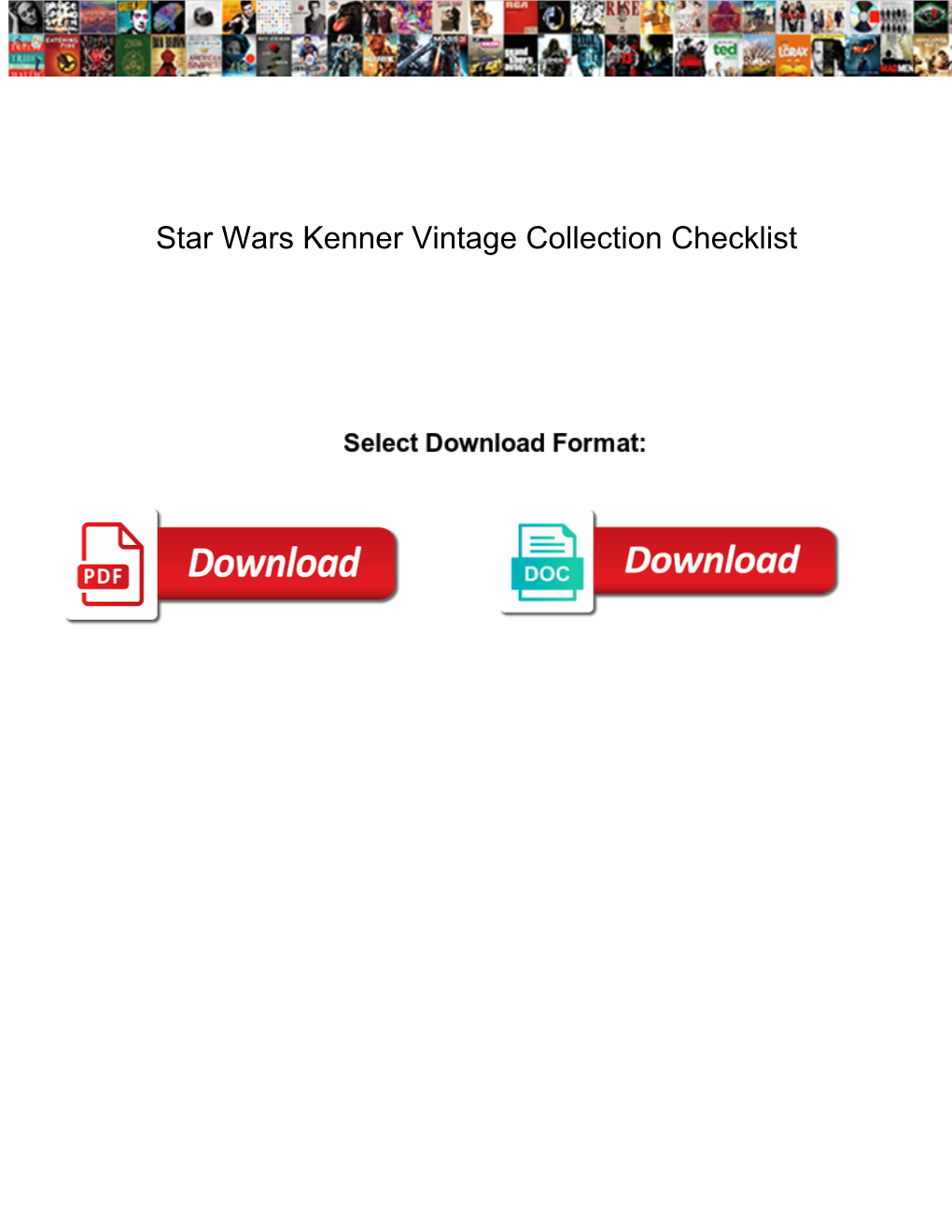 Star Wars Kenner Vintage Collection Checklist