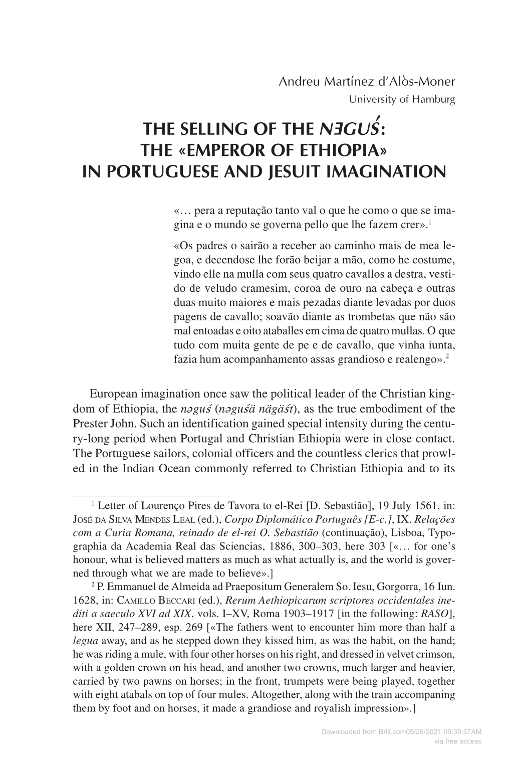 The ´Emperor of Ethiopiaª in Portuguese and Jesuit Imagination