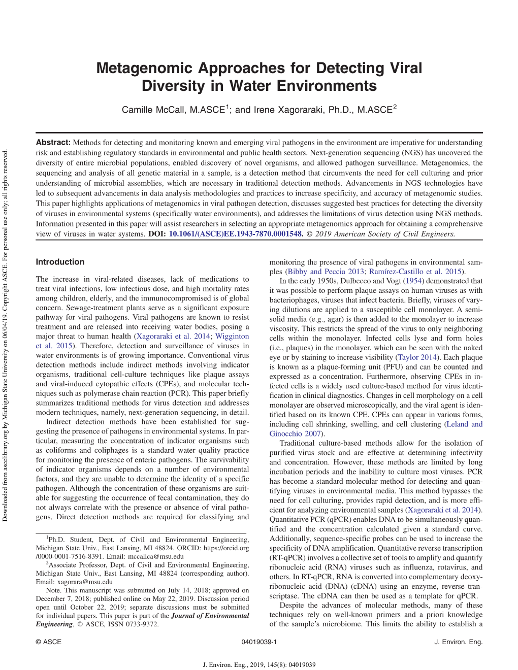 Metagenomic Approaches for Detecting Viral Diversity in Water Environments
