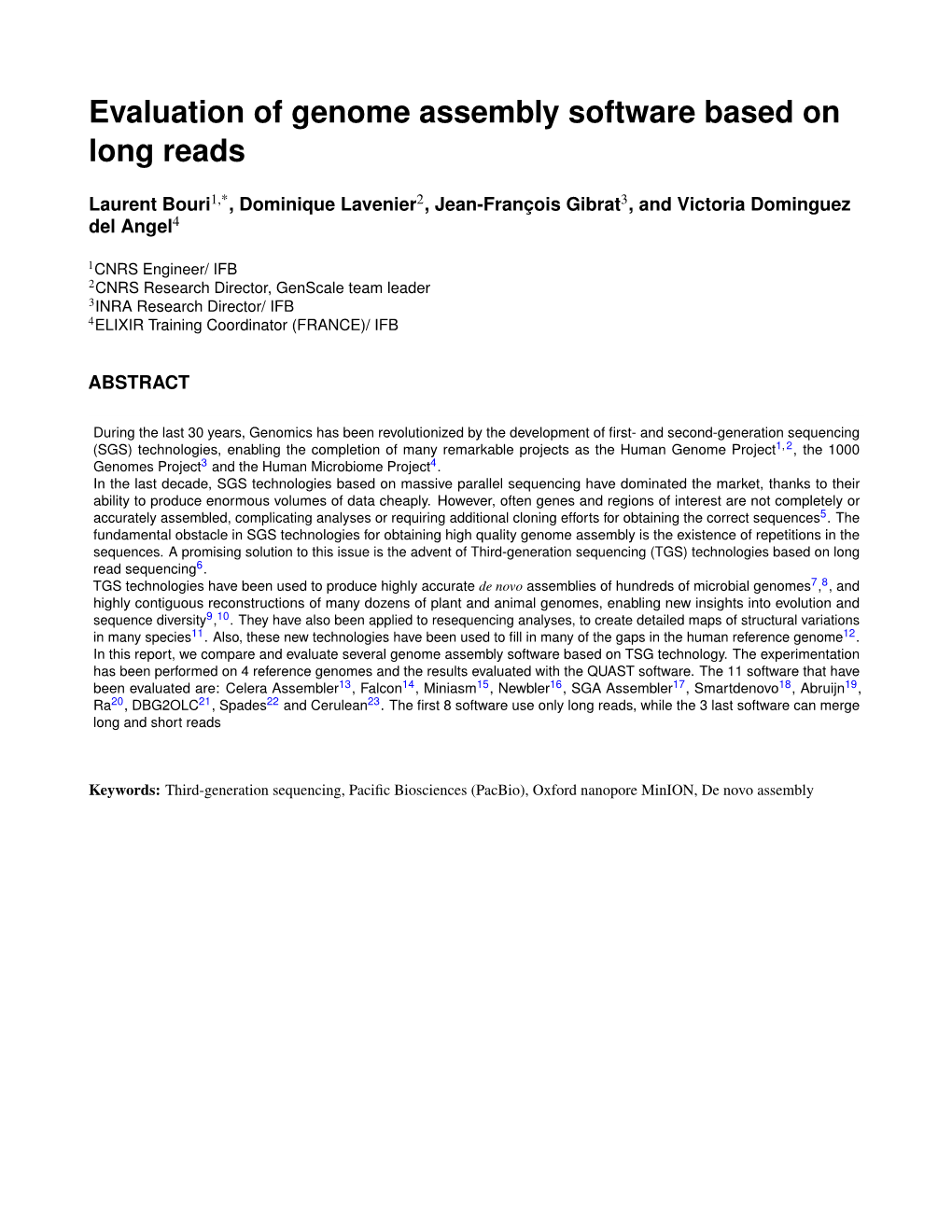 Evaluation of Genome Assembly Software Based on Long Reads