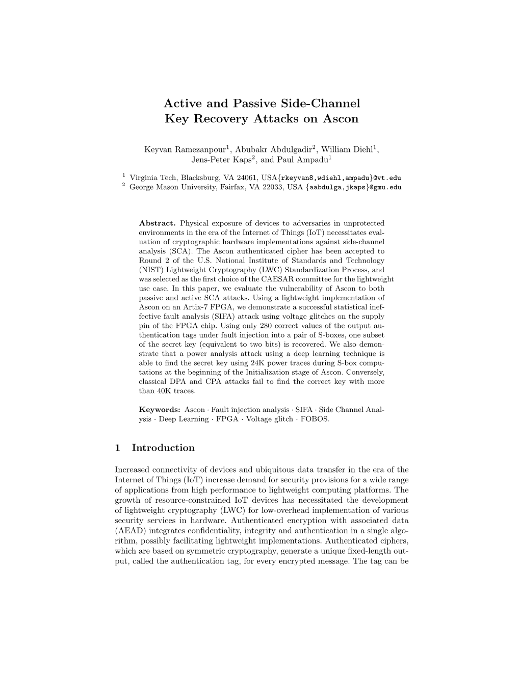 Active and Passive Side-Channel Key Recovery Attacks on Ascon