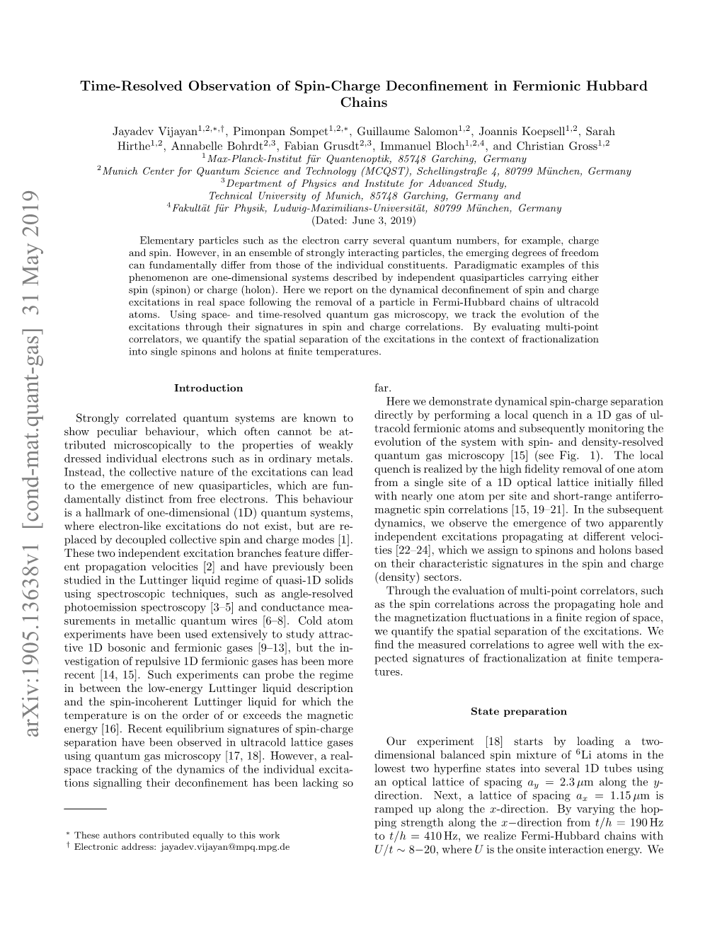 Arxiv:1905.13638V1 [Cond-Mat.Quant-Gas] 31 May 2019